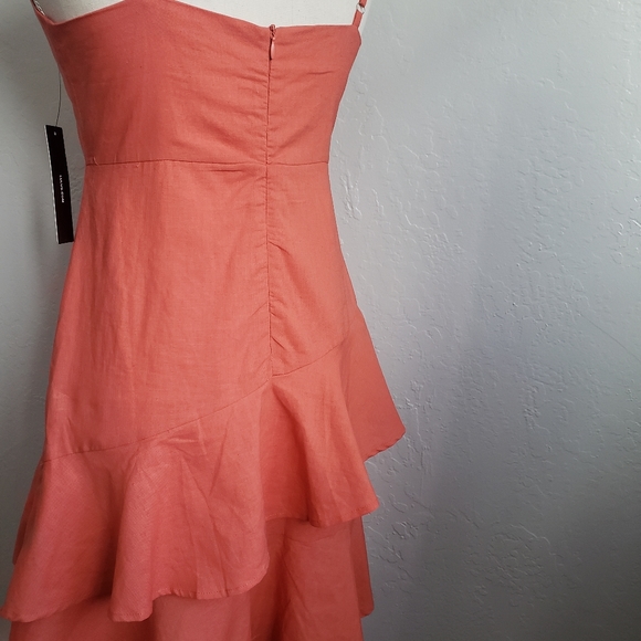 Lulus Coral/Orange ruffle summer dress - Picture 4 of 9